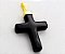 Colar Crucifixo Quartzo Preto Pedra Natural Envolto Dourado - Imagem 1