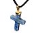 Colar Crucifixo Quartzo Azul Natural Envolto Dourado - Imagem 3
