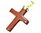 Colar Crucifixo Pedra Do Sol Montagem Envolto Dourado - Imagem 4