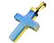 Colar Crucifixo Pedra da Lua ou Opalina Envolto Dourado - Imagem 1