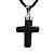 Colar Crucifixo Ônix Preto Pedra Natural Envolto em Prateado - Imagem 3