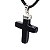 Colar Crucifixo Ônix Preto Pedra Natural Envolto em Prateado - Imagem 5