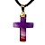 Colar Crucifixo Ágata Roxa Natural Montagem Dourada - Imagem 3