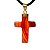 Colar Crucifixo Ágata Cornalina Natural Envolto Dourado - Imagem 5