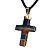 Colar Crucifixo Ágata Azul Natural em Dourado - Imagem 5