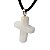 Colar Crucifixo Quartzo Leitoso Natural Pino Prateado - Imagem 3