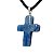 Colar Crucifixo Quartzo Azul Natural Pino Prateado - Imagem 5
