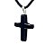 Colar Crucifixo Pedra Onix Preto Natural Pino Prateado - Imagem 5