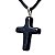 Colar Crucifixo Pedra Onix Preto Natural Pino Prateado - Imagem 8