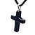 Colar Crucifixo Pedra Onix Preto Natural Pino Prateado - Imagem 3