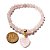 Pulseira Bolinha 6mm Coração Pedra Quartzo Rosa Natural - Imagem 1