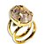 Anel Turmalina no Cristal Cabochão Oval 20mm Banho Dourado - Imagem 2