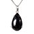 Colar Gota Pedra Turmalina Preta 16mm Natural Garra Prata 950 - Imagem 1