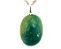 Colar Cabochão Oval Jade Verde de MG Pino Prateado - Imagem 1