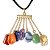 Colar Pingente 7 Chakras Pedrinhas Rolada Presilha Dourado - Imagem 1