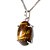 Colar Cabochão Olho de Tigre 15mm Natural Garra Prata 950 - Imagem 2