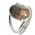 Anel Unakita Natural Cabochão Oval 15mm Ajustável Prata 950 - Imagem 1