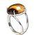 Anel Olho de tigre Cabochão Oval 15mm Ajustável Prata 950 - Imagem 1