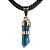 Colar Mini Figa Pedra Ágata Azul Montagem Dourado - Imagem 1