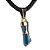 Colar Mini Figa Pedra Ágata Azul Montagem Dourado - Imagem 3