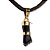 Colar Mini Figa Pedra Obsidiana Negra Montagem Dourado - Imagem 2