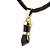 Colar Mini Figa Pedra Obsidiana Negra Montagem Dourado - Imagem 3