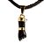 Colar Mini Figa Pedra Obsidiana Negra Montagem Dourado - Imagem 1