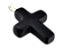 Colar Crucifixo Pedra Obsidiana Preta Natural Pino Prateado - Imagem 1