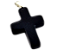 Colar Crucifixo Pedra Obsidiana Preta Natural Pino Prateado - Imagem 2