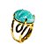 Anel Amazonita Verde Cabochão Facetado na Garra Dourado - Imagem 4