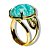 Anel Amazonita Verde Cabochão Facetado na Garra Dourado - Imagem 6