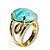 Anel Amazonita Verde Cabochão Facetado na Garra Dourado - Imagem 8