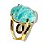 Anel Amazonita Verde Cabochão Facetado na Garra Dourado - Imagem 10