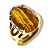 Anel Olho de Tigre Cabochão Facetado na Garra Dourado - Imagem 1