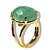 Anel Quartzo Verde Cabochão Facetado na Garra Dourado - Imagem 2