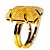 Anel Cristal Com Rutilo Retangular Facetado na Garra Dourado - Imagem 4