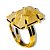 Anel Cristal Com Rutilo Retangular Facetado na Garra Dourado - Imagem 2