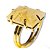 Anel Cristal Com Rutilo Retangular Facetado na Garra Dourado - Imagem 5