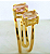 Anel 2 Pedras Quartzo Rosa Facetado Aro Dourado Ajustável - Imagem 2