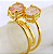 Anel 2 Pedras Quartzo Rosa Facetado Aro Dourado Ajustável - Imagem 1
