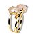 Anel 2 Pedras Quartzo Rosa Facetado Aro Dourado Ajustável - Imagem 4