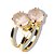 Anel 2 Pedras Quartzo Rosa Facetado Aro Dourado Ajustável - Imagem 3