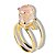 Anel 2 Pedras Quartzo Rosa Facetado Aro Dourado Ajustável - Imagem 5