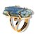 Anel Cianita Azul Montagem Garra Dourado 30 a 40mm - Imagem 2