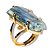 Anel Cianita Azul Montagem Garra Dourado 30 a 40mm - Imagem 1