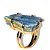 Anel Cianita Azul Montagem Garra Dourado 30 a 40mm - Imagem 3