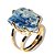Anel Cianita Azul Montagem Garra Dourado 25 a 30mm - Imagem 1