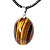 Colar Nlux Mini Cabochão Pedra Olho de Tigre Pino Prateado - Imagem 1