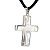 Colar Crucifixo Cristal Pedra Natural Pino Prateado - Imagem 3
