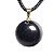 Pingente Disco Liso Pedra Obsidiana Negra Pino Dourado - Imagem 3
